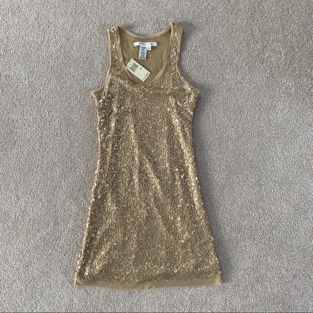 Gold Max Studio sequin dress.